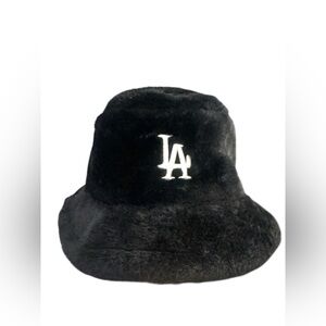 LA Black Faux Fur Bucket Hat